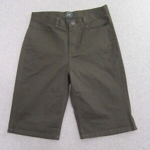 Bixby Mens Chino Shorts 28 x 11 Dark Green Stretch Bermuda Flat Front